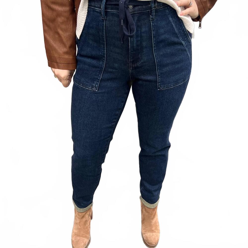 NEW JUDY BLUE high waist double cuff jogger jeans in dark wash